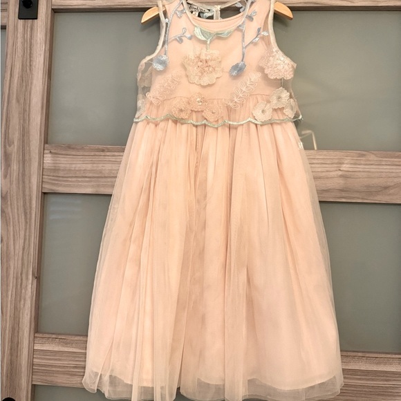 Elegant Blush Pink Floral Kids Dress - Picture 4 of 12